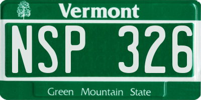 VT license plate NSP326