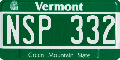 VT license plate NSP332