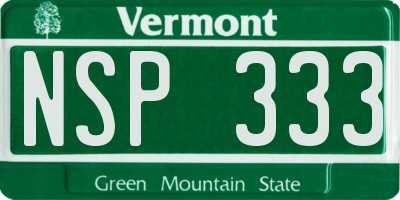 VT license plate NSP333