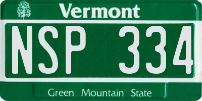 VT license plate NSP334