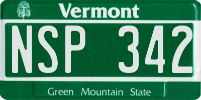 VT license plate NSP342
