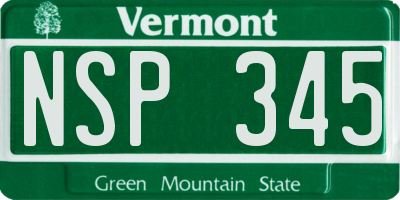 VT license plate NSP345