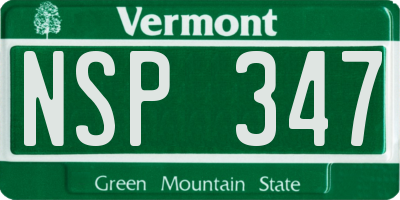 VT license plate NSP347