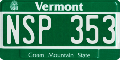 VT license plate NSP353