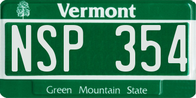 VT license plate NSP354