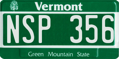 VT license plate NSP356