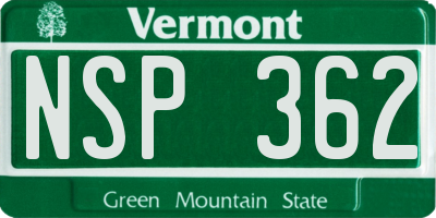 VT license plate NSP362