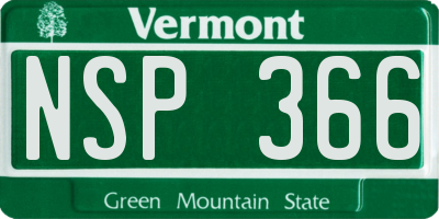 VT license plate NSP366