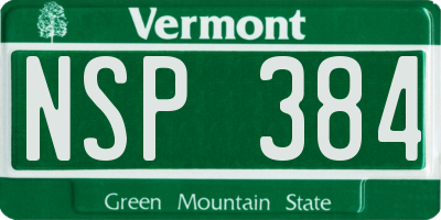 VT license plate NSP384