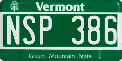 VT license plate NSP386