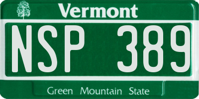 VT license plate NSP389