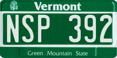 VT license plate NSP392