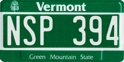 VT license plate NSP394