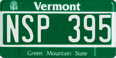 VT license plate NSP395