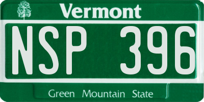 VT license plate NSP396