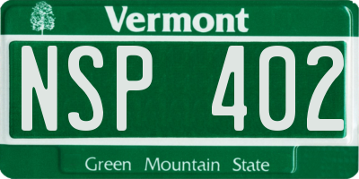 VT license plate NSP402