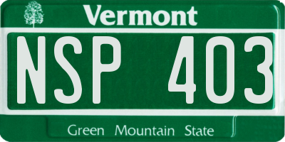 VT license plate NSP403