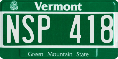 VT license plate NSP418