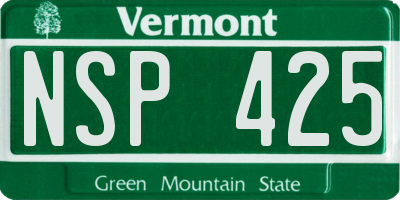 VT license plate NSP425