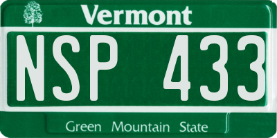 VT license plate NSP433