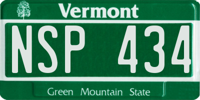 VT license plate NSP434