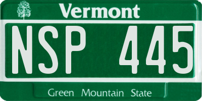 VT license plate NSP445