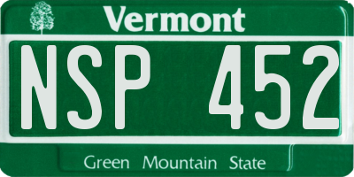 VT license plate NSP452