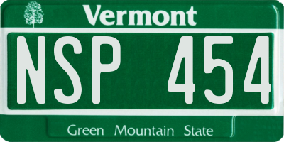 VT license plate NSP454