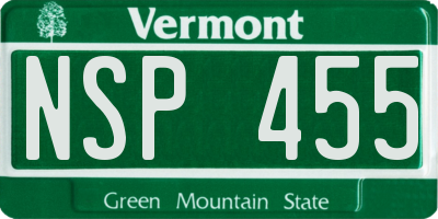 VT license plate NSP455