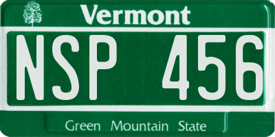 VT license plate NSP456