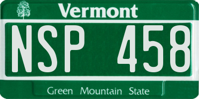 VT license plate NSP458