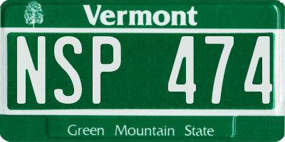 VT license plate NSP474