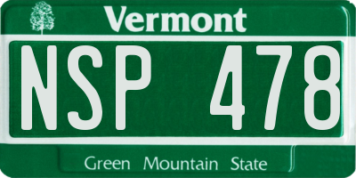 VT license plate NSP478