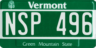 VT license plate NSP496