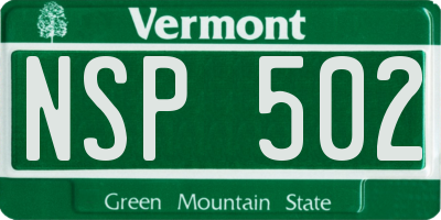 VT license plate NSP502