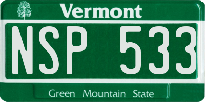 VT license plate NSP533