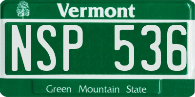 VT license plate NSP536