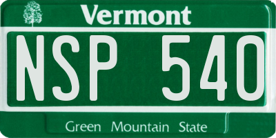 VT license plate NSP540