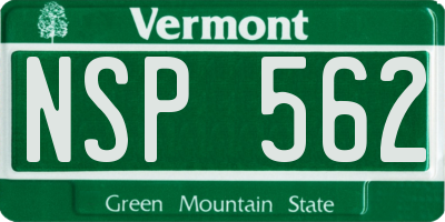 VT license plate NSP562
