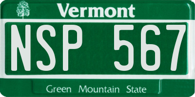 VT license plate NSP567