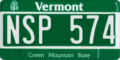 VT license plate NSP574