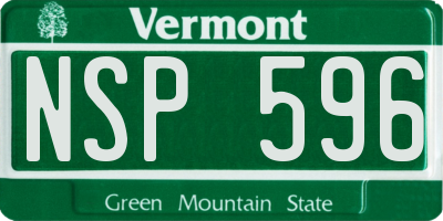 VT license plate NSP596