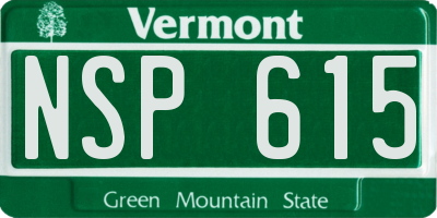 VT license plate NSP615