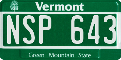 VT license plate NSP643
