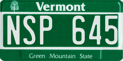 VT license plate NSP645