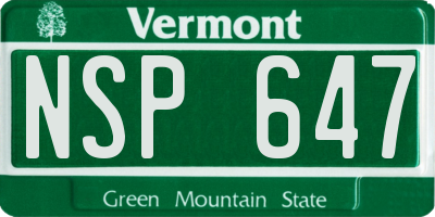 VT license plate NSP647