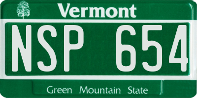 VT license plate NSP654