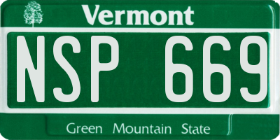 VT license plate NSP669