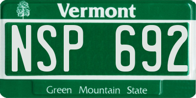VT license plate NSP692