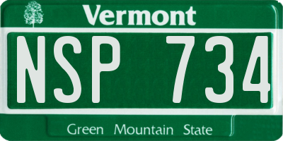 VT license plate NSP734